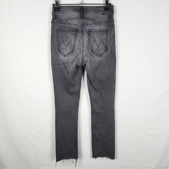 MOTHER The Insider crop Step Fray Jeans Size 24 Dark Grey Punk Grunge Casual - Picture 2 of 8